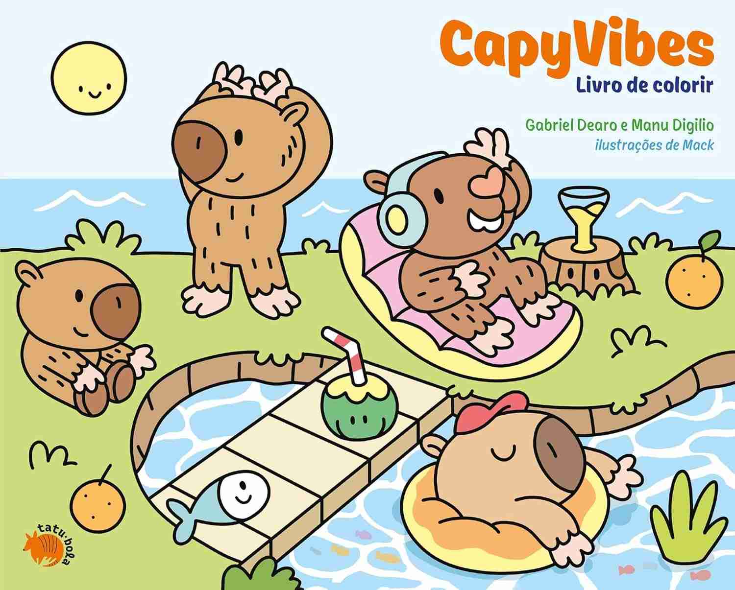 CapyVibes: Livro de Colorir Relaxante com Ilustrações Encantadoras de Capivaras