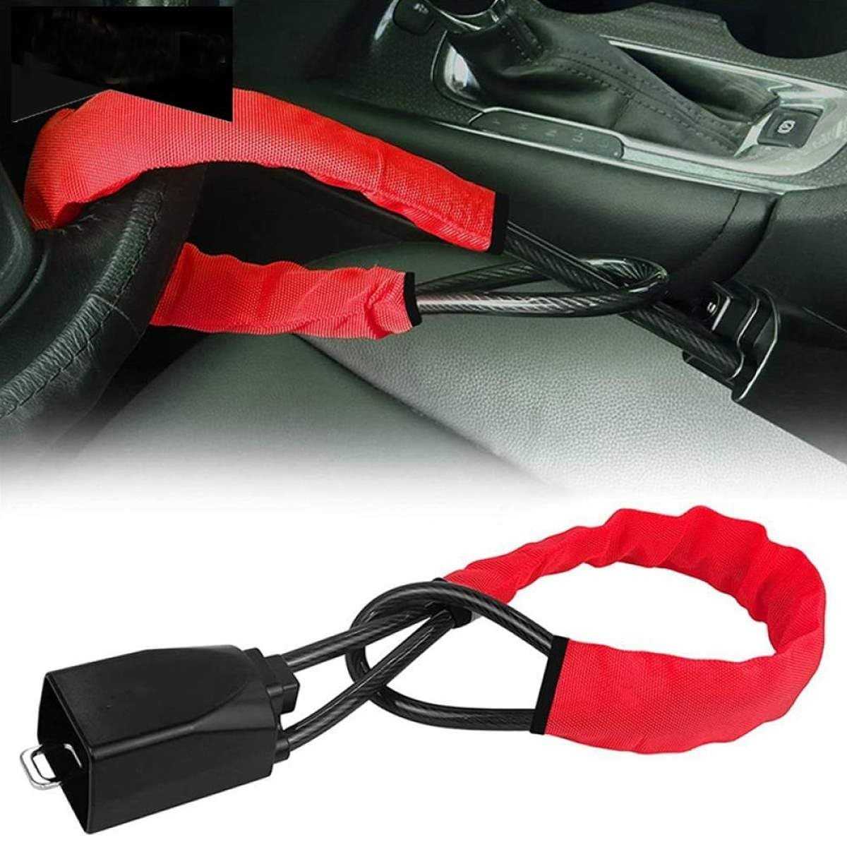 Trava Antifurto para Volante de Carro - Segurança Máxima com Design Vermelho Vibrante
