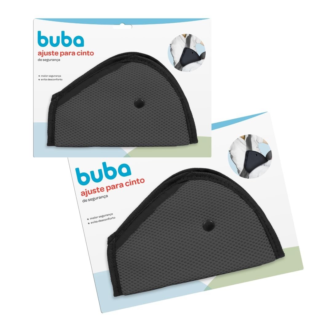 Kit 2 Ajustadores de Cinto de Segurança Buba - Preto 13cm: Conforto e Segurança Essenciais