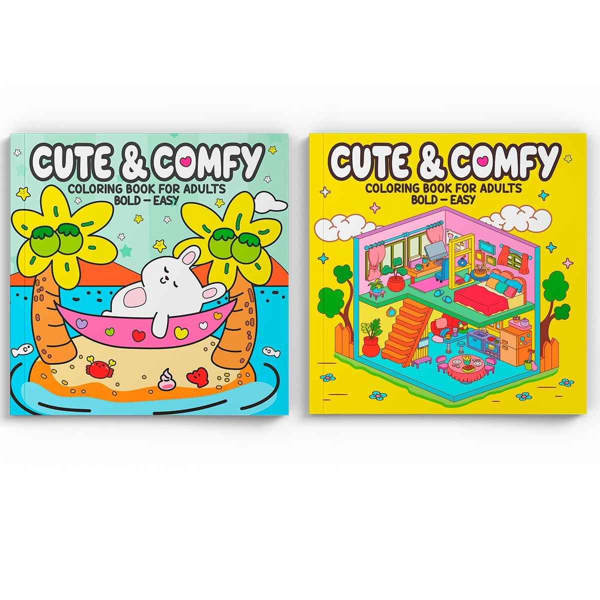 Kit 2 Livros de Colorir Adulto Cute & Comfy - Relaxamento e Criatividade