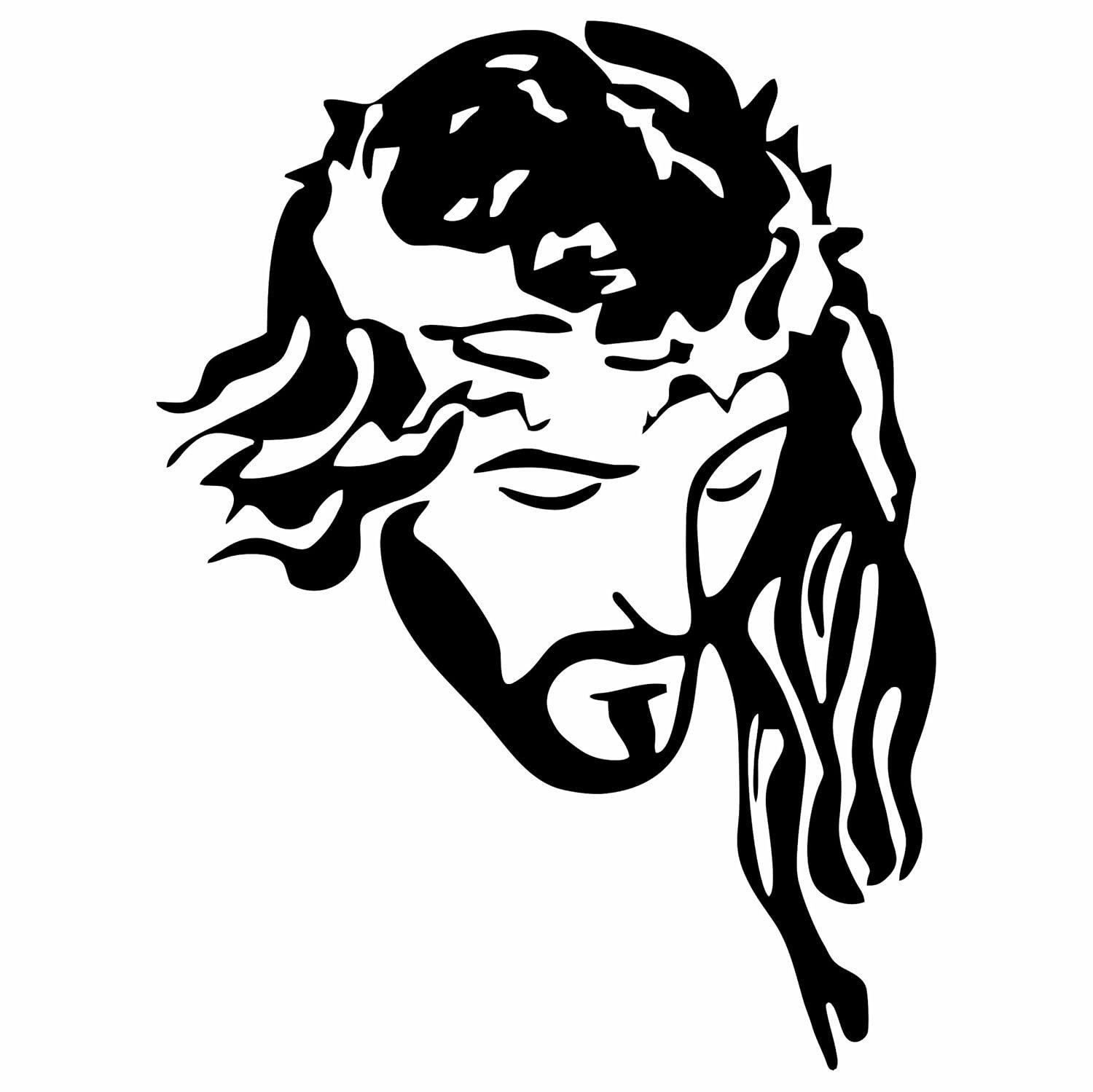 Adesivo Rosto de Jesus Cristo Coroa de Espinhos - Fé e Proteção para Decorar