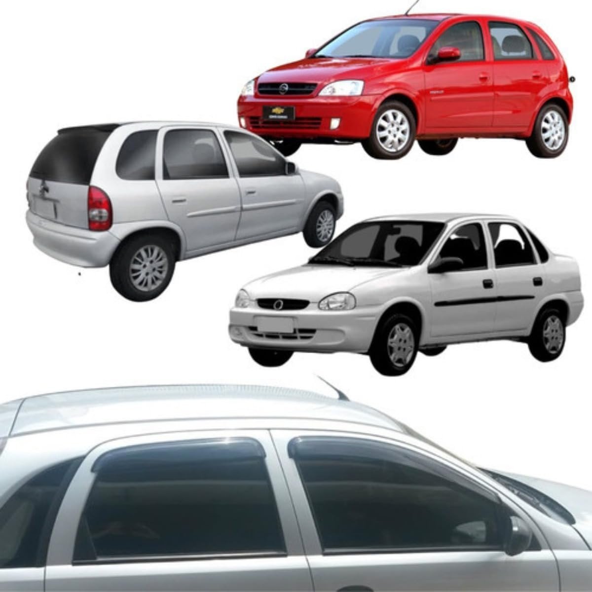 Calha de Chuva Adesiva Fumê para Chevrolet Corsa (1994-2016) 4 Portas - Proteção e Estilo
