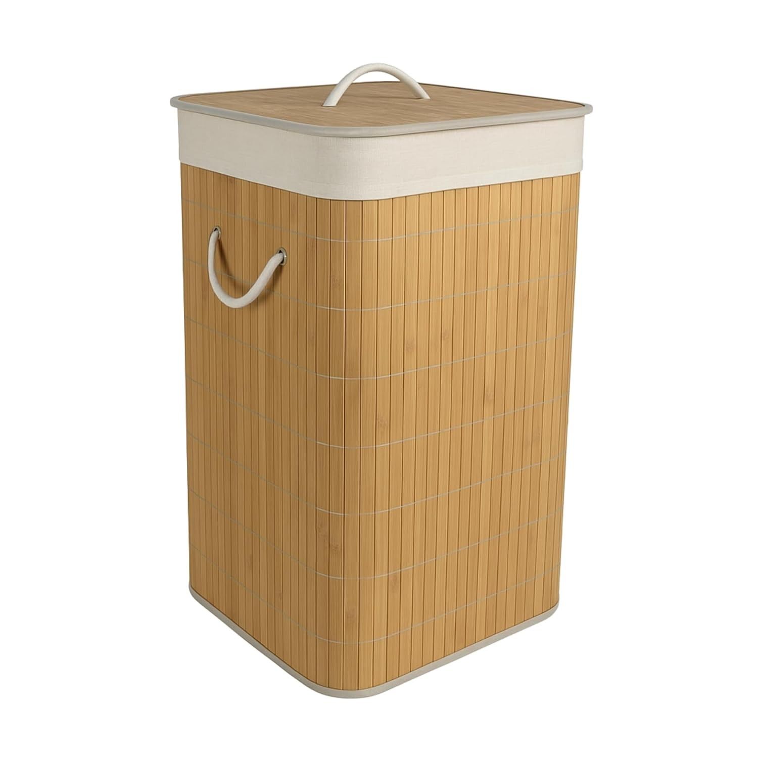 Cesto de Bambu Ecológico 65L com Tampa e Alças - Design Moderno e Sustentável