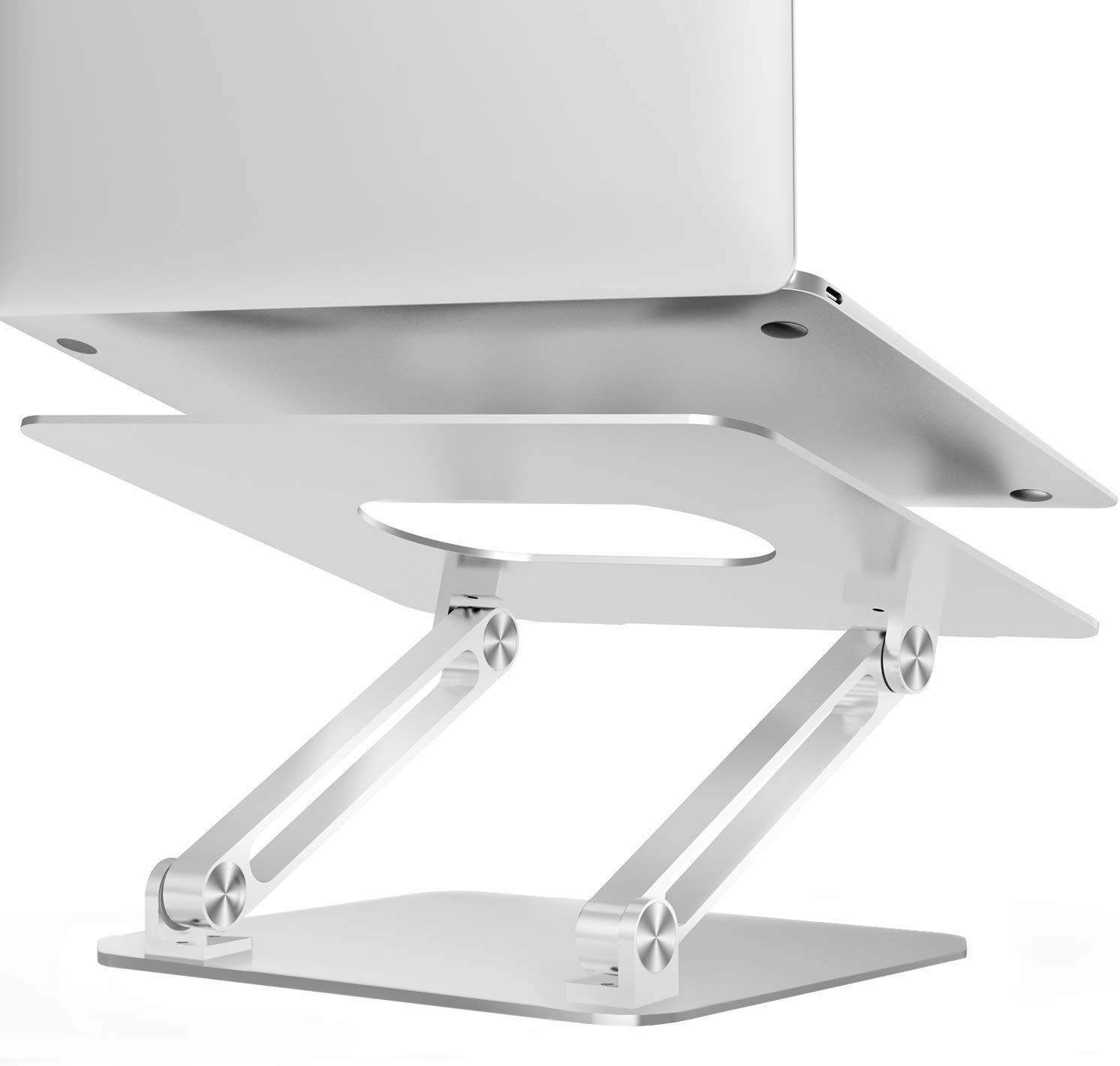 Suporte de Alumínio Ajustável para Notebook e MacBook 11" a 17" - 360° Giratório com Proteção em Silicone