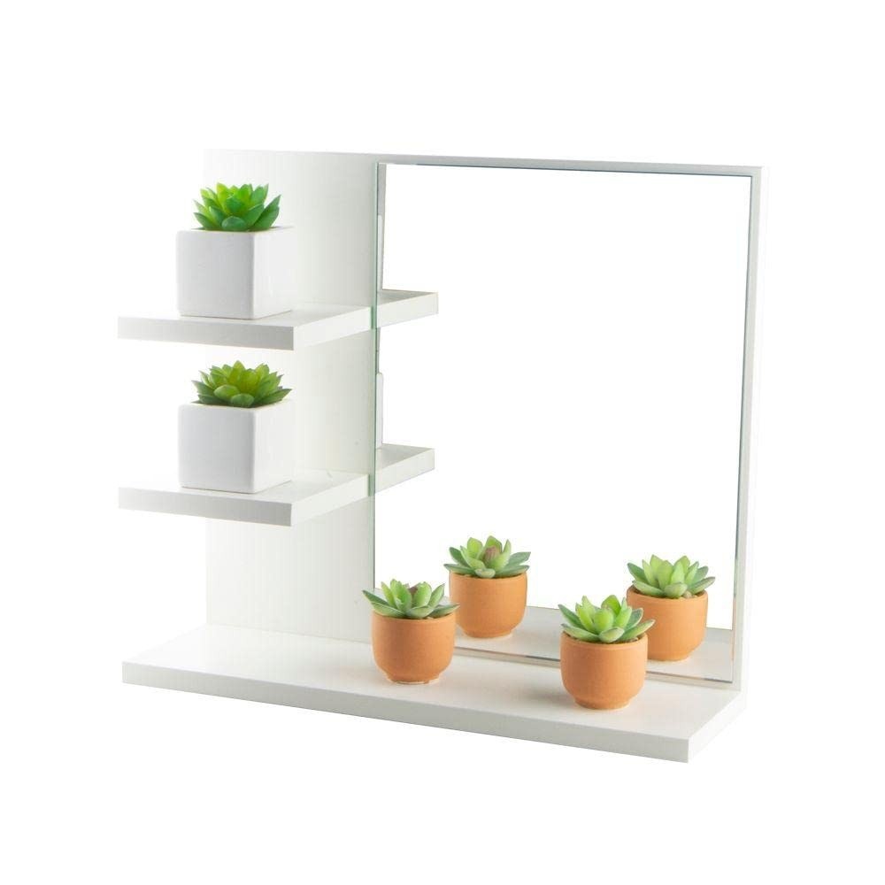 Armário de Banheiro com Espelho Nice Branco 40cm | 3 Prateleiras Modernas e Design Sofisticado