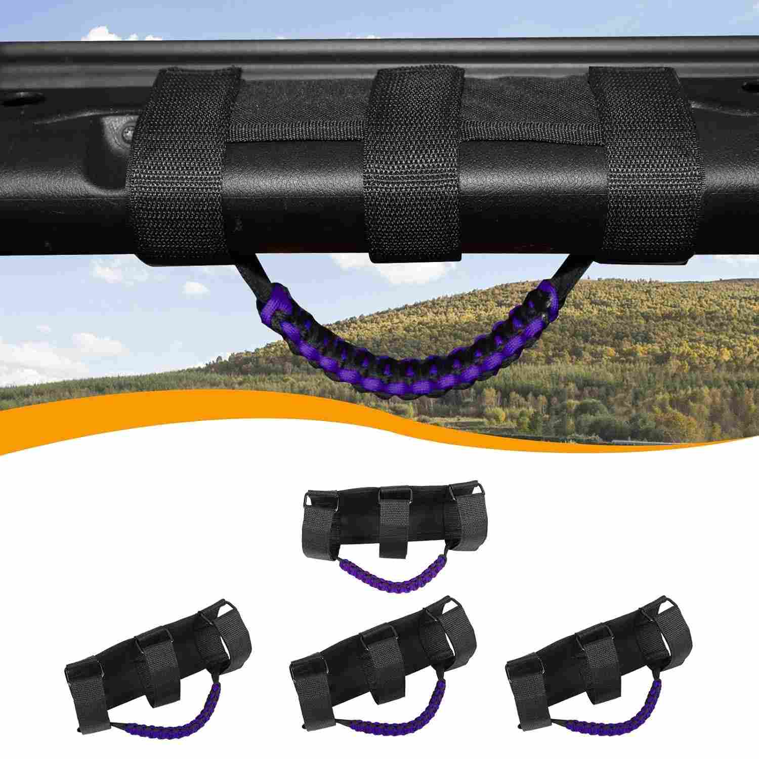 Manoplas de Barra de Rolagem Hoolcar Paracord: Conforto e Segurança para Jeep Wrangler YJ TJ JK JKU JLU e Gladiator JT