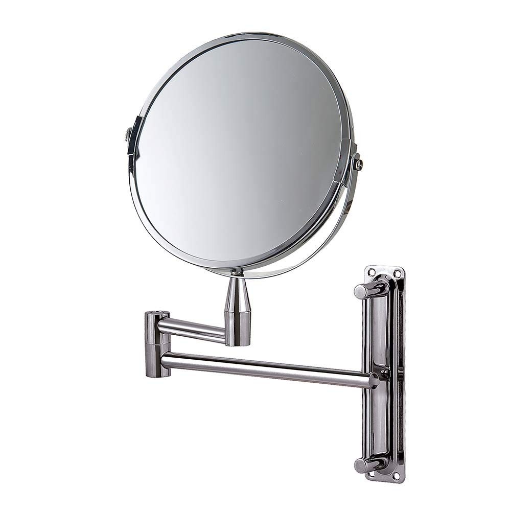 Mor Espelho de Aumento Dupla Face Articulado - Inox Cinza | Visão Clara e Precisa para Maquiagem e Cuidados Pessoais
