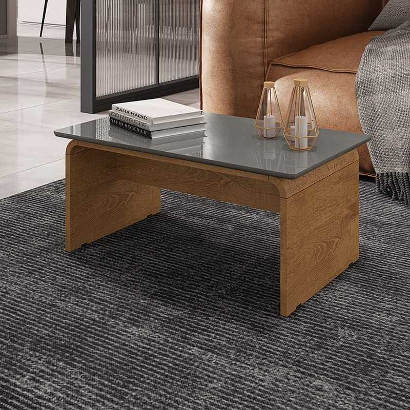 Mesa de Centro Moderna Lilibeth em Titanium/Naturale - Design Retrô para Sala de Estar