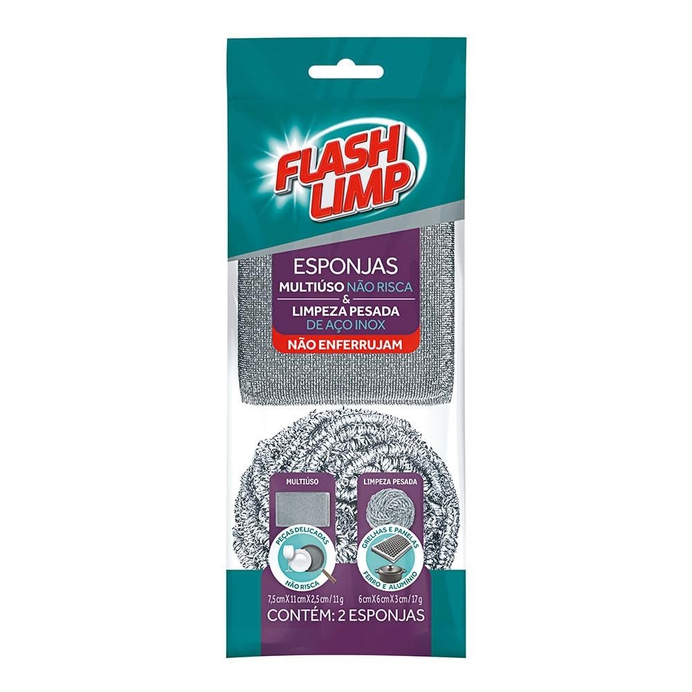 Conjunto de Espumas Multiuso e para Limpeza Pesada - 2 Peças