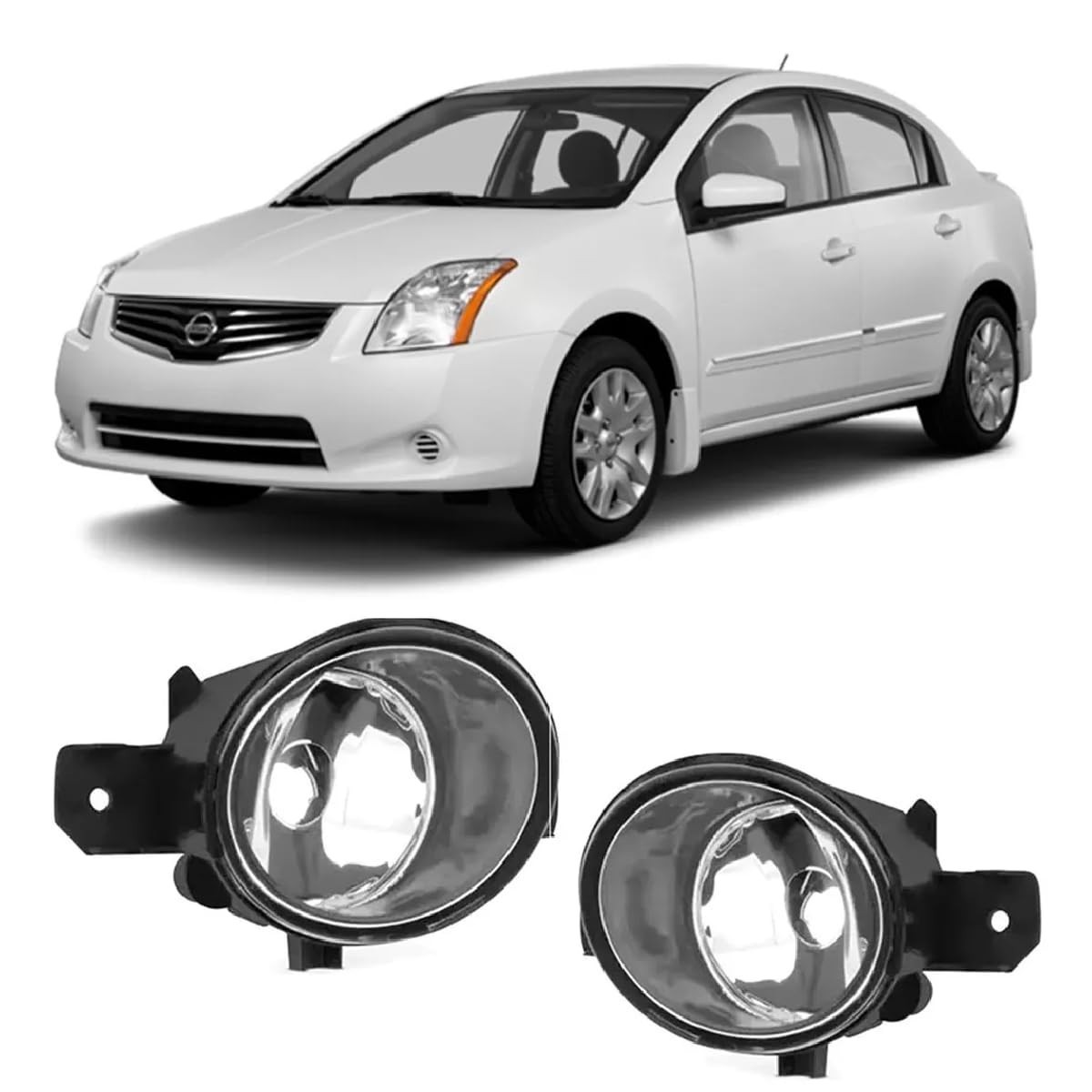Par de Faróis de Milha para Nissan Sentra (2007-2020) com Lente de Vidro Cristalina
