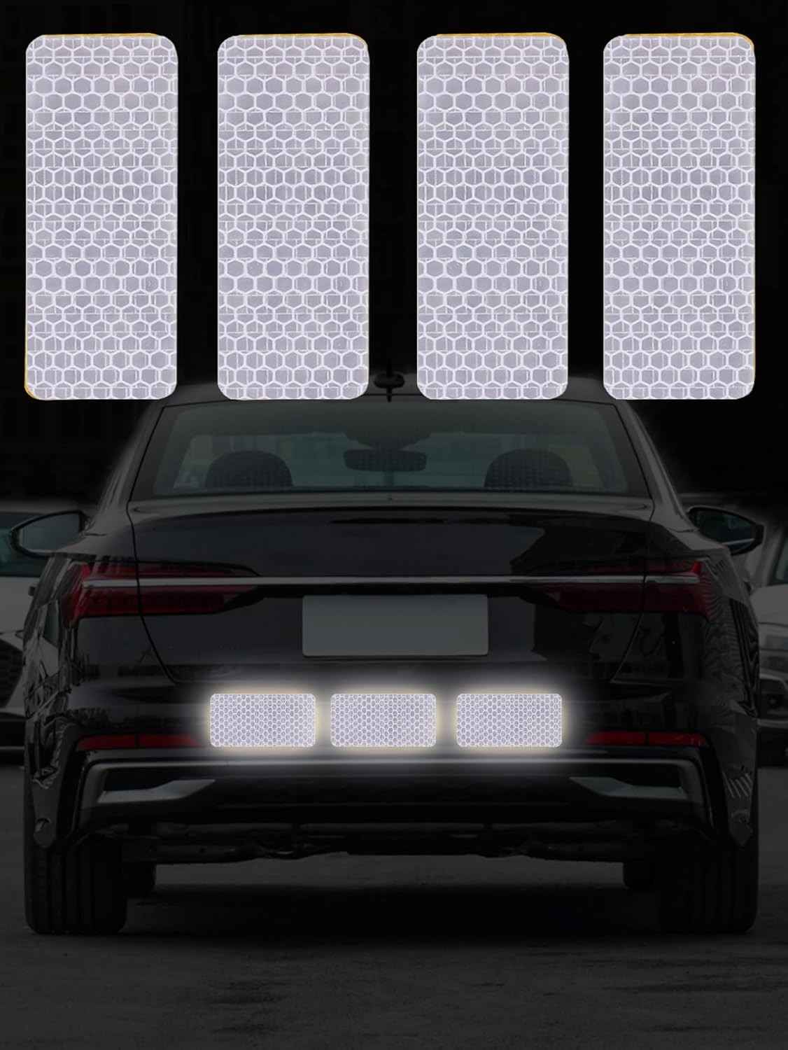 10 Adesivos Refletores de Segurança para Carros, Motos e Caminhões - Visibilidade Noturna Aprimorada