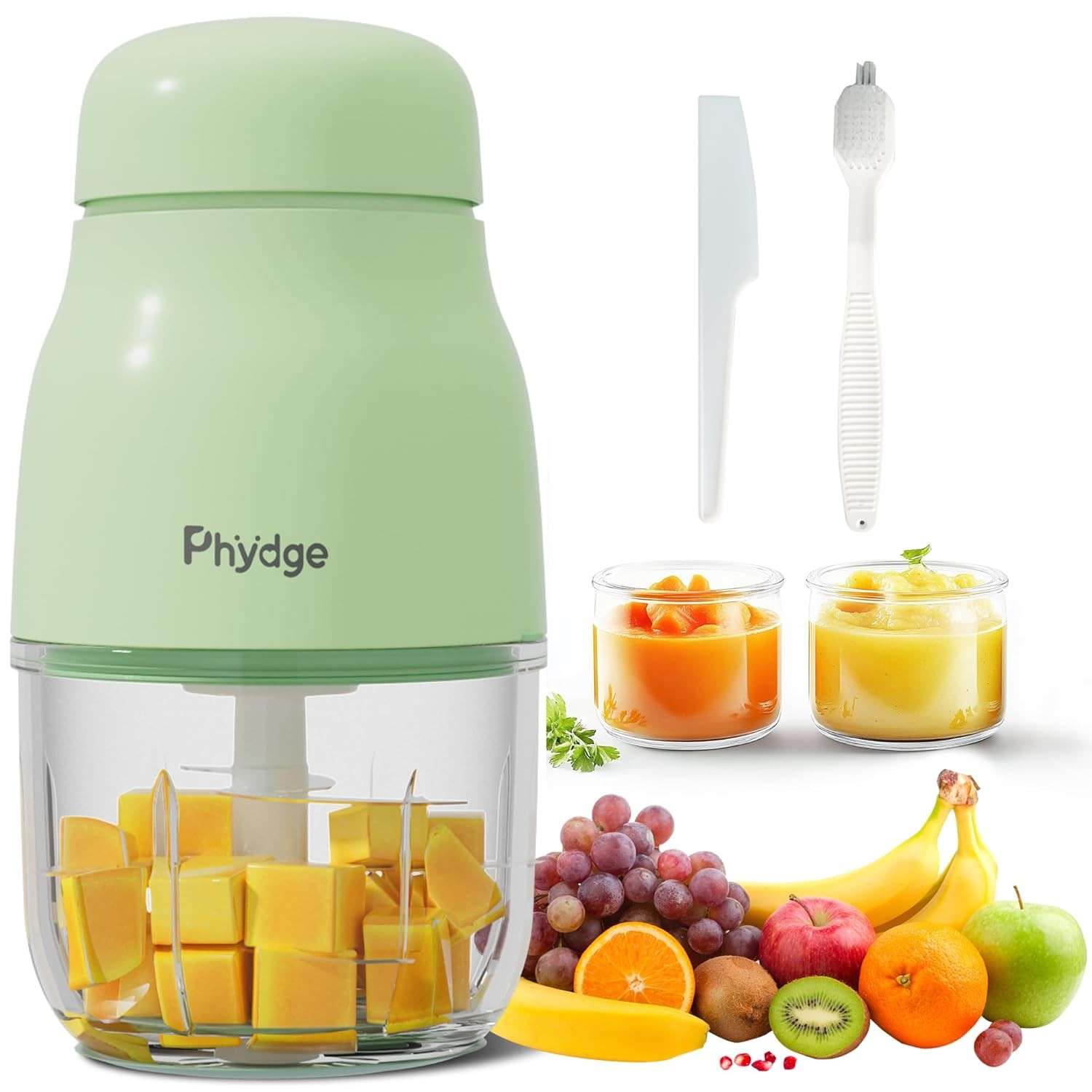 Processador de Alimentos para Bebês 300ml - Liquidificador Silencioso com 8 Lâminas de Aço Inox