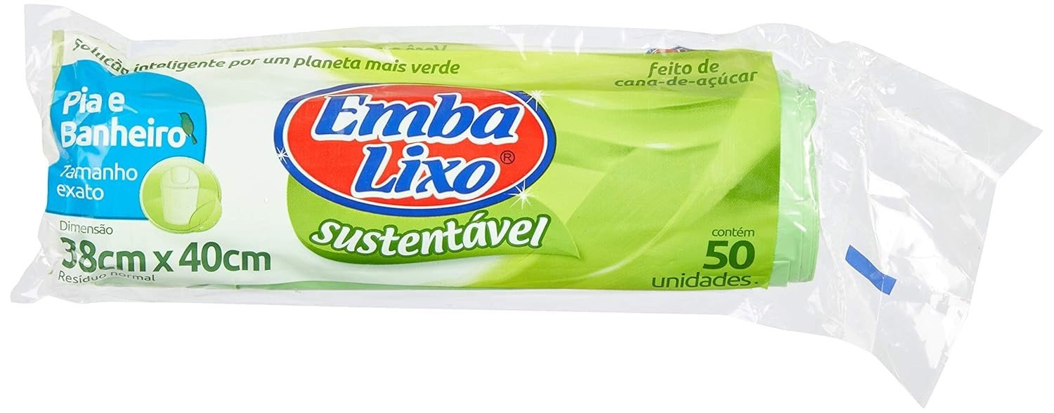 Embalixo Saco de Lixo Sustentável Verde - 50 Unidades para Pia e Banheiro, Feito de Cana-de-Açúcar
