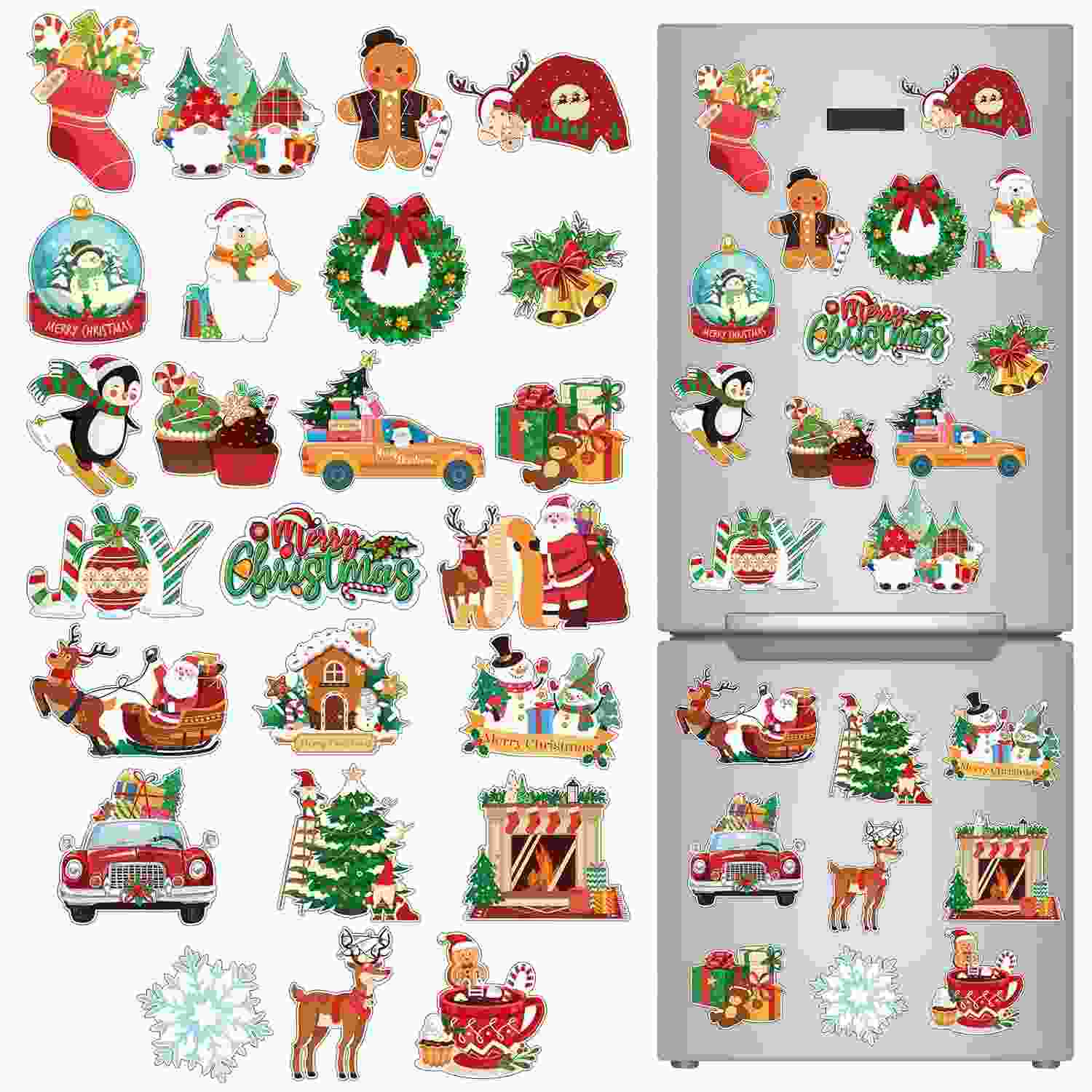 Decoração de Natal Magnética para Carro e Geladeira - 24 Peças Festivas!
