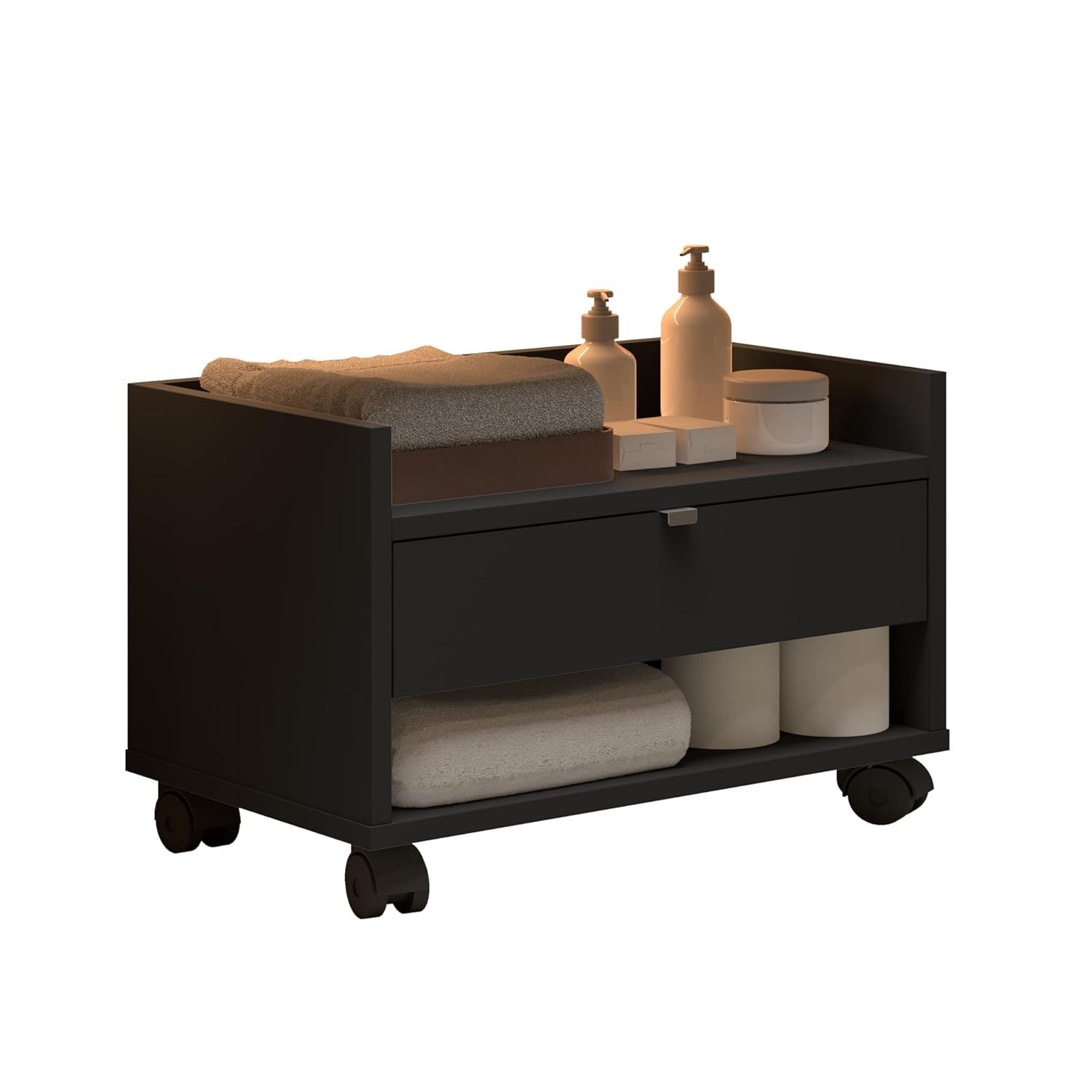Armário de Banheiro Prisma com Gaveta, Nicho e Rodinhas - Design Moderno e Funcionalidade