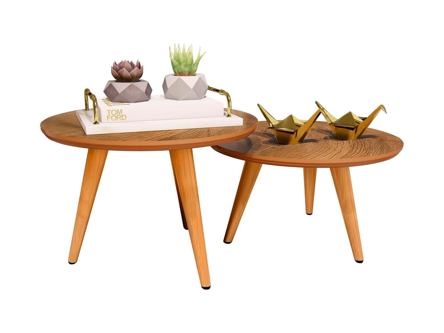 Mesa de Centro Redonda Tripé Retro em Freijó - Design Elegante e Funcional para sua Sala