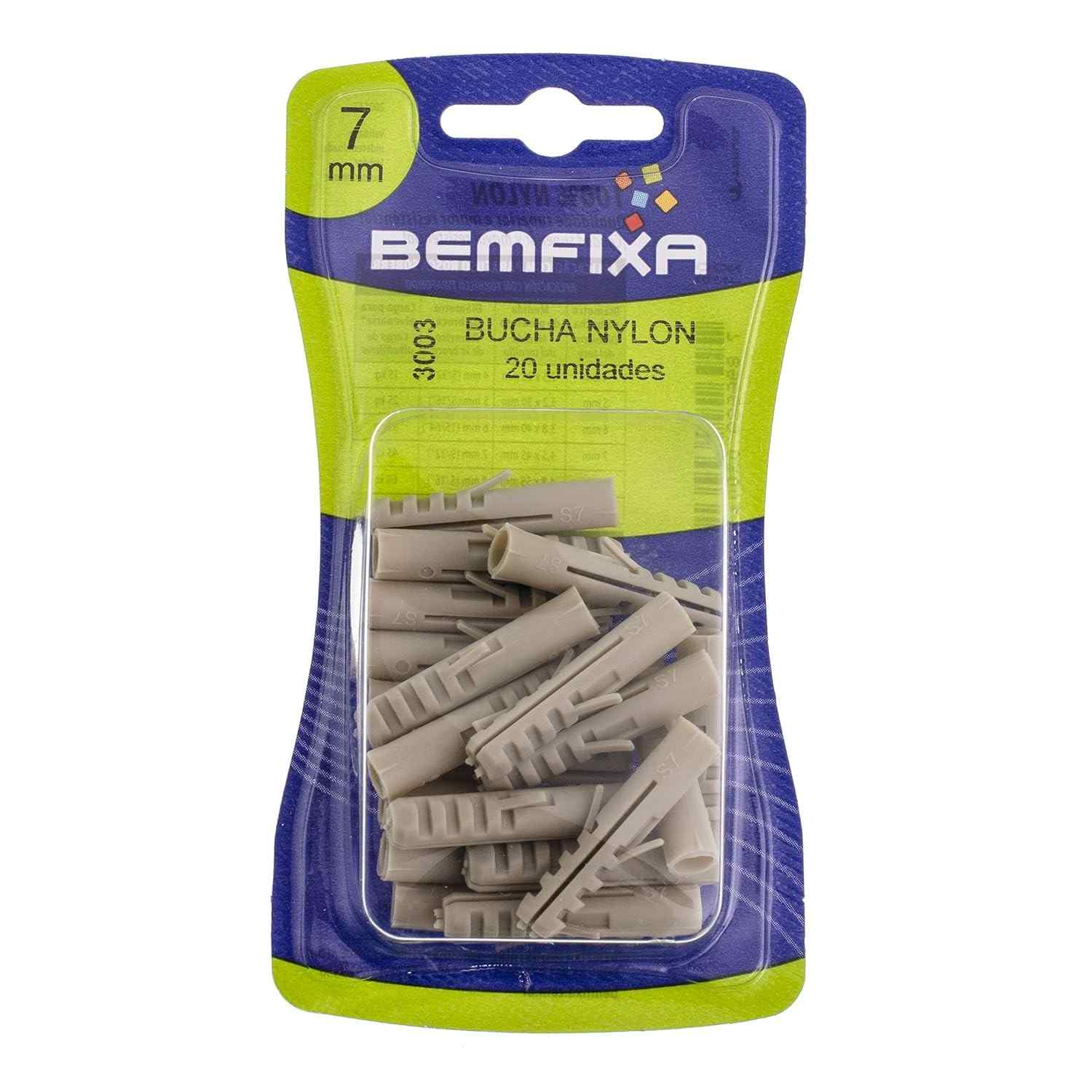 Buchas de Nylon Bemfixa 7mm: Fixação Segura e Duradoura | Cartela com 20 Unidades