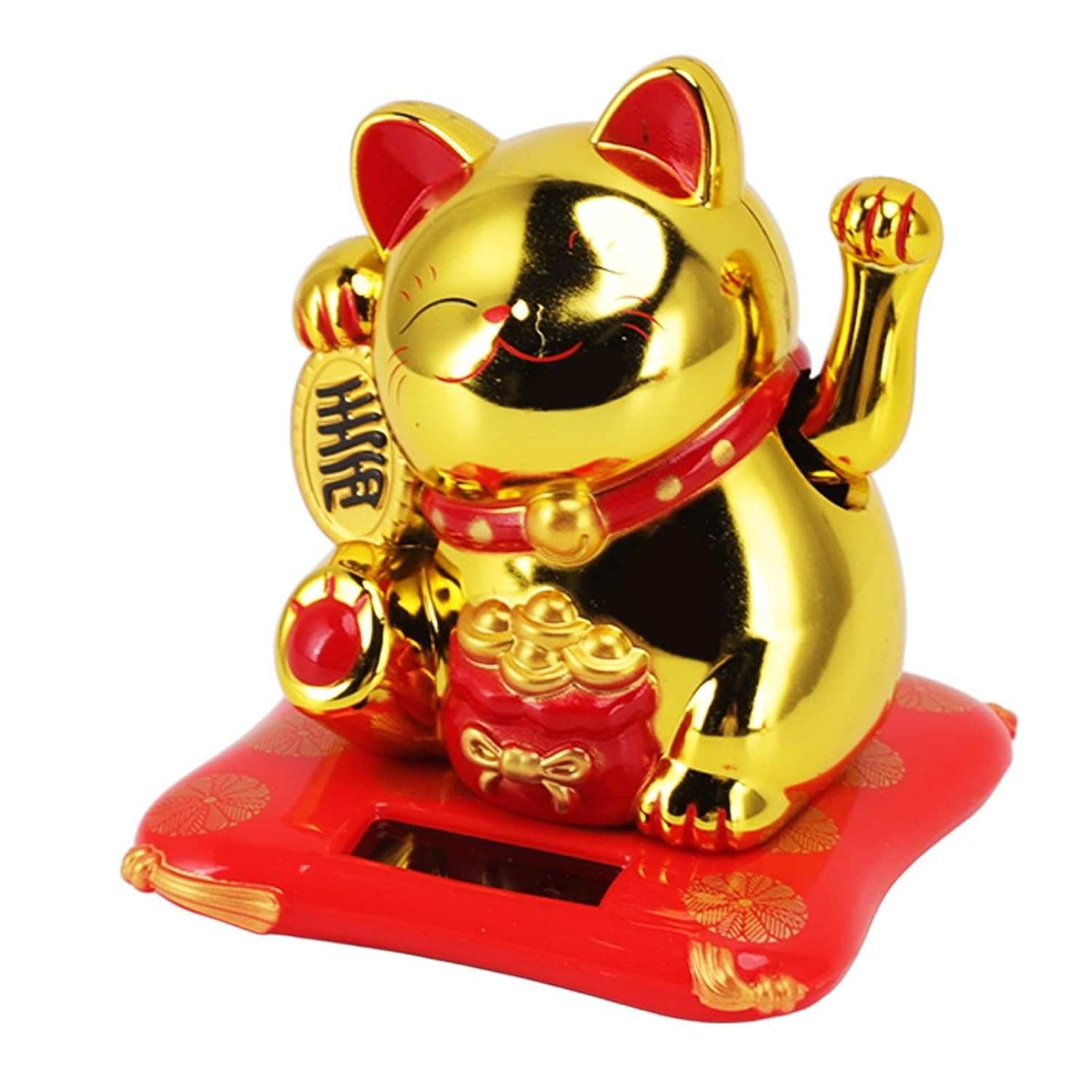 Gato da Sorte Solar: Ornamento Encantador com Sensor de Luz para Carro e Casa