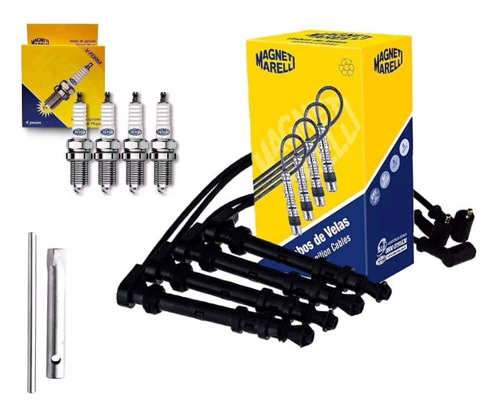 Kit Completo Cabos de Vela e Velas Magneti Marelli para Fiat Brava, Doblô, Marea, Palio, Siena e Strada 1.6 16V