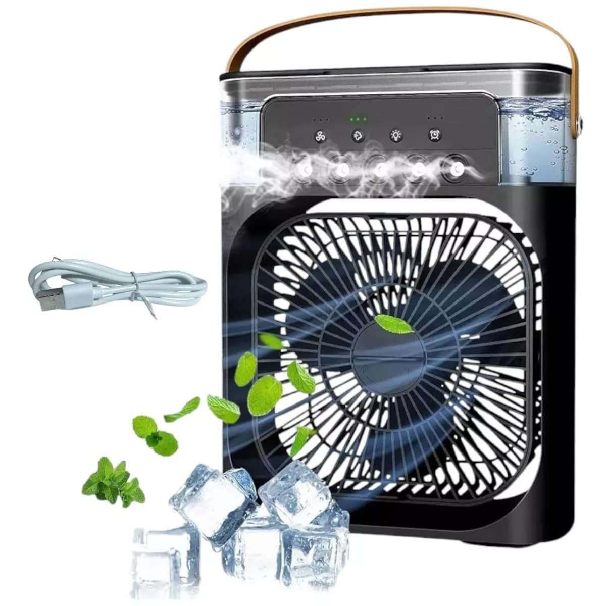 Ventilador Climatizador Portátil Recarregável - 3 Velocidades + Purificação de Ar