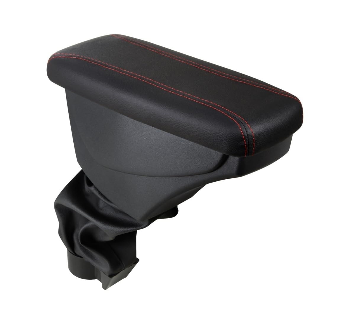 Apoio de Braço Courvin Preto com Costura Vermelha para Fiat Argo, Cronos e Strada - Conforto e Estilo!