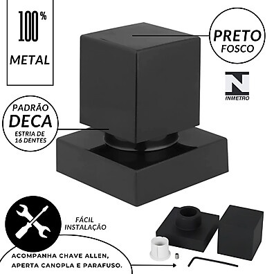 Acabamento Chuveiro/Gaveta Preto: Kit 4 Peças Deca/Docol