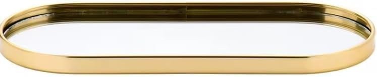 Bandeja Decorativa com Espelho Oval Premium - Metal Resistente e Design Sofisticado