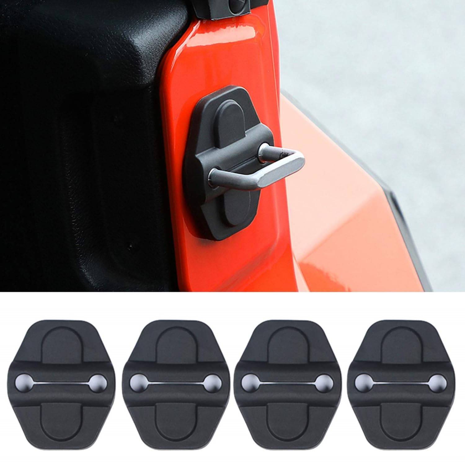 Kit 4 Capas Protetoras Decorativas para Fechadura de Porta Jeep Wrangler JL JLU Gladiator JT (Preto)