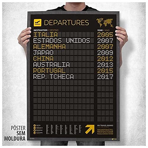 Pôster Painel de Embarque com Adesivos - Decore Sua Paixão por Viagens