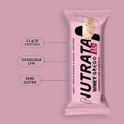 Whey Grego Bar Morango: 12x Delícia Proteica Chantilly