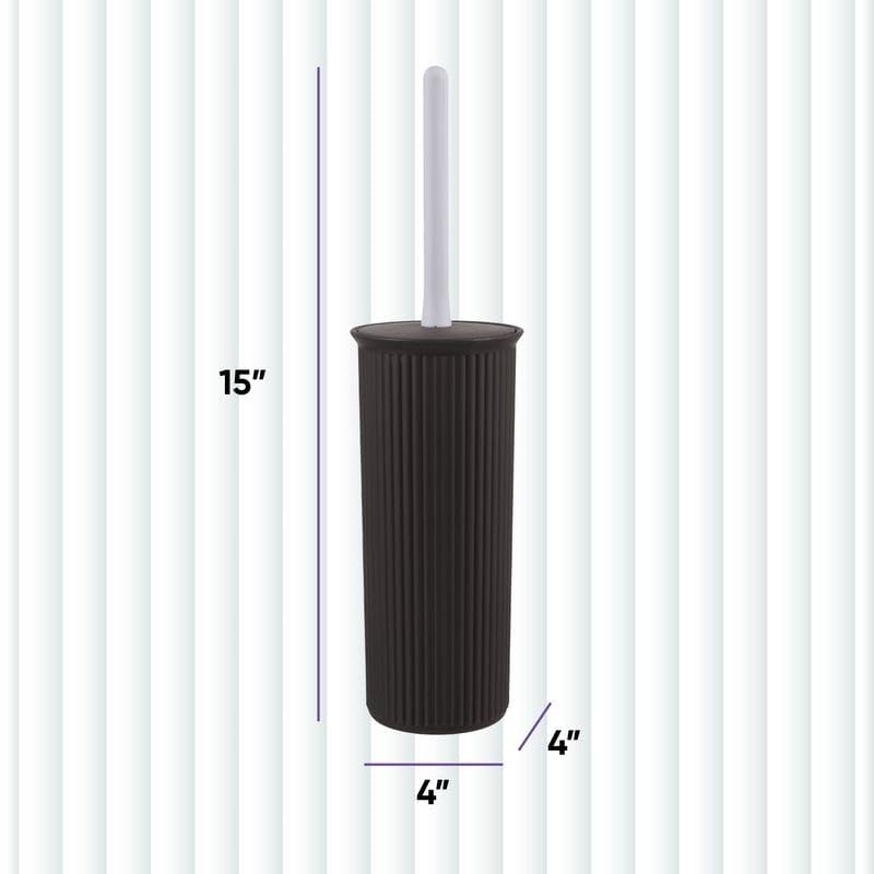 Conjunto Escova e Suporte para Vaso Sanitário com Design Canelado - Marrom (Pacote com 2)