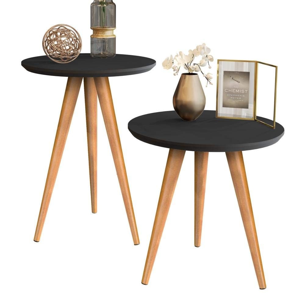 Kit Mesa Lateral e Apoio para Sofá Retrô Classic - Design Elegante com 3 Pernas
