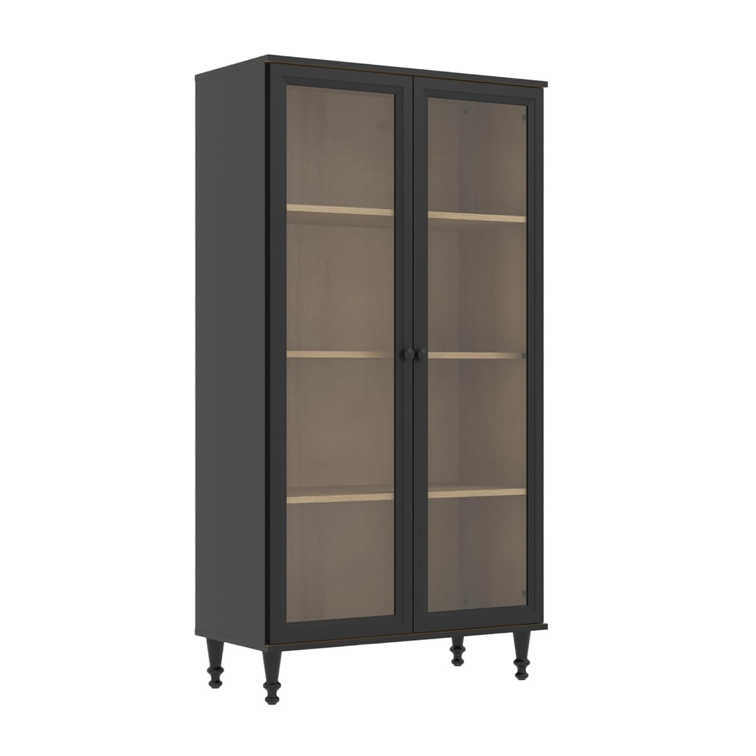 Cristaleira Estante para Livros Ditália 2 Portas em Vidro Preto - Design Moderno e Resistente