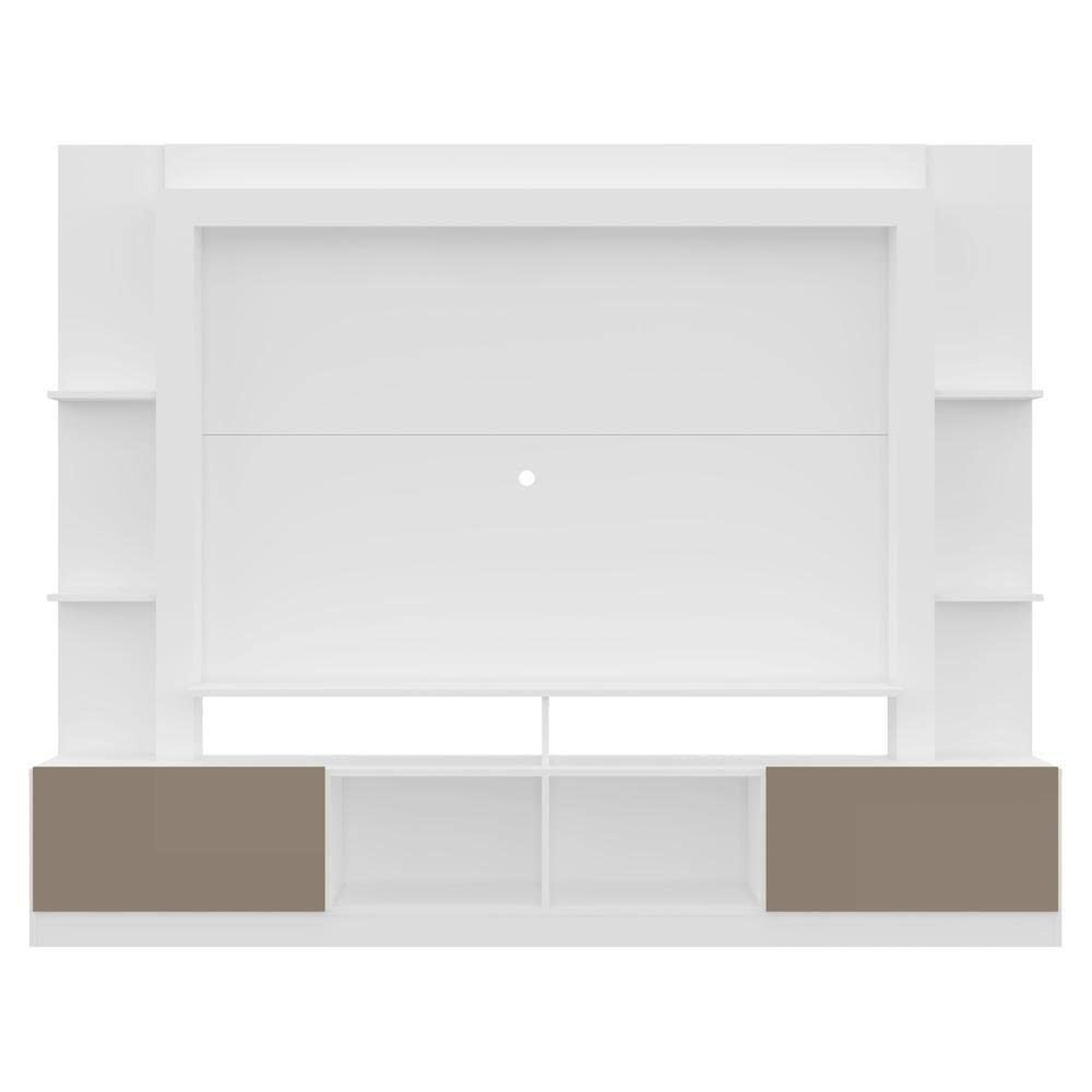 Rack Estante Oslo 65" com 2 Portas | Design Moderno em Branco e Laca Fumê
