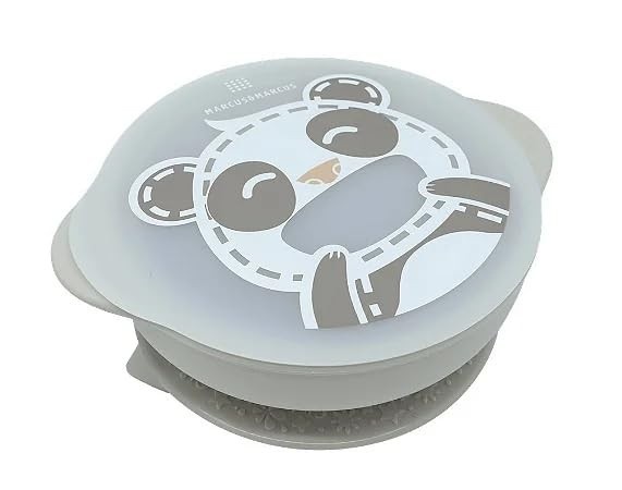 Tigela com Sucção e Tampa em Silicone Panda - Segura e Divertida para Bebês