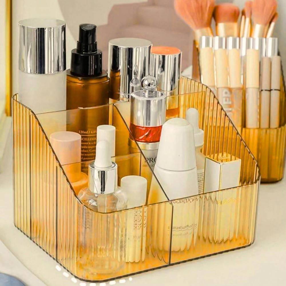 Organizador Multiuso 4 Divisões - Caixa Organizadora Acrílica para Maquiagem, Cosméticos e Acessórios