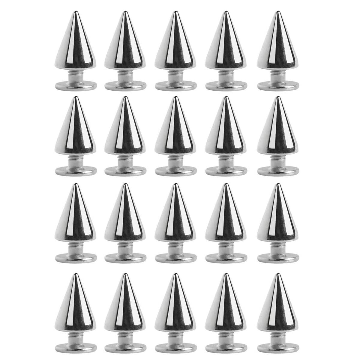 20 Pçs Rebites Cone Punk 12x11mm Prata - Estilo Rock DIY para Artesanato e Moda