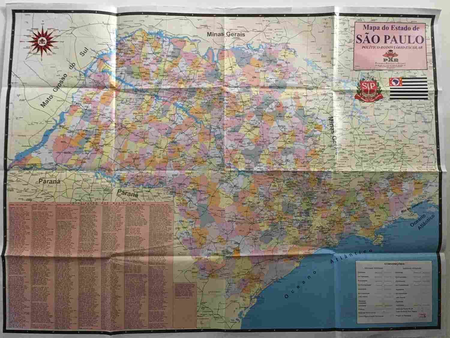 Mapa Físico e Político do Estado de São Paulo Completo - Detalhado e Atualizado