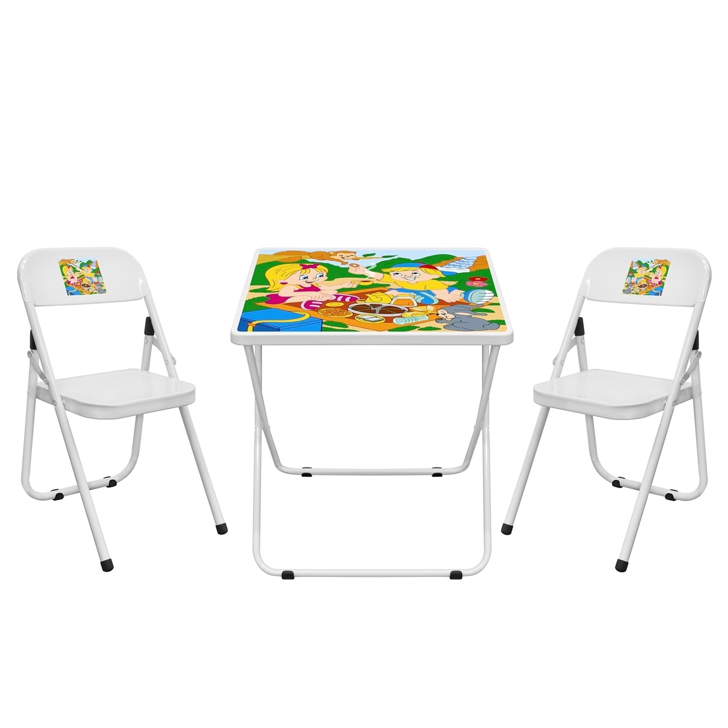 Conjunto Mesa Infantil com 2 Cadeiras Dobráveis - Design Moderno e Resistente