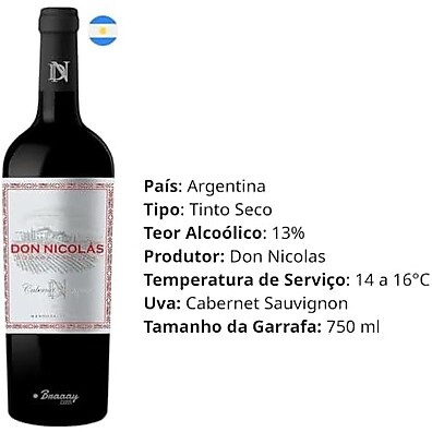 Don Nicolás Cabernet Sauvignon: Vinho Argentino 750ml