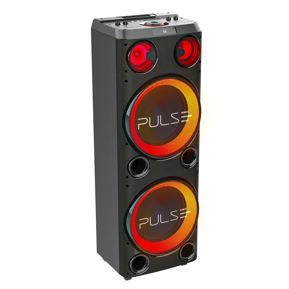 Caixa de Som Torre Pulse Double 12" 2300W Bluetooth PS736: Som Potente e Iluminação LED para Suas Festas!