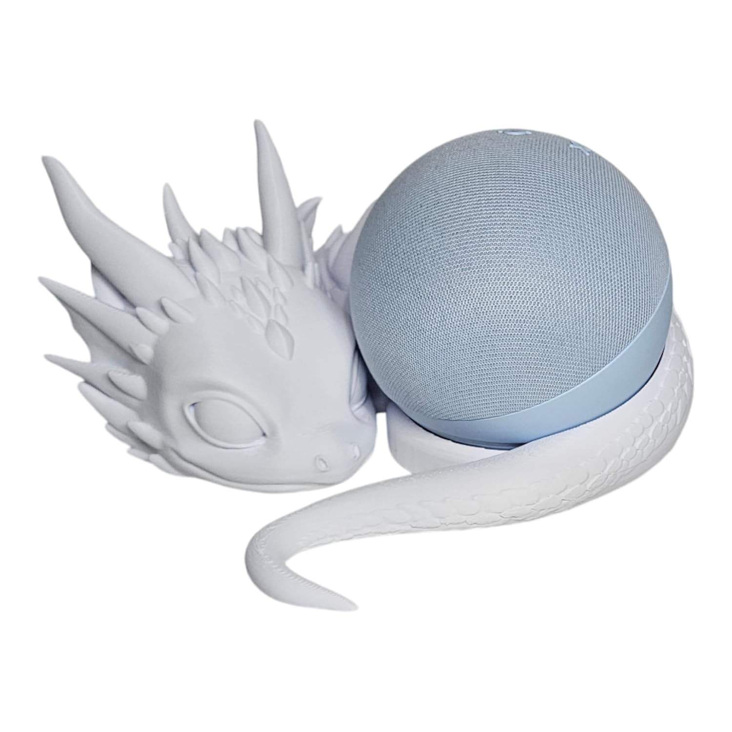Suporte Dragão Branco para Echo Dot 5ª/4ª Geração: Design Único e Funcional