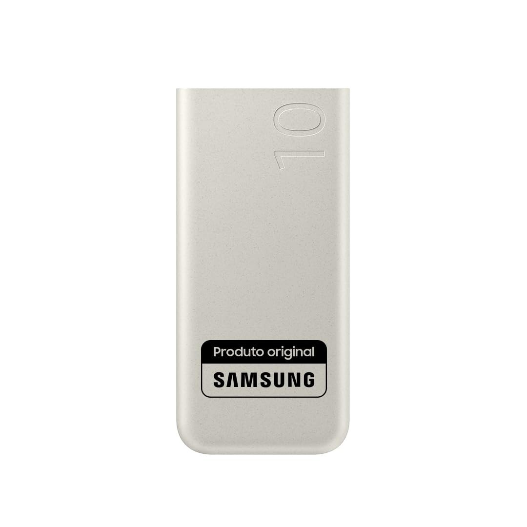 Bateria Externa Samsung 10000mAh Bege: Carga Super Rápida 25W e Duas Saídas USB-C