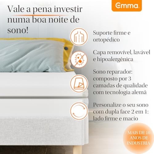 Colchão Casal Emma Duo Comfort 138x188cm - Dupla Face Macia e Firme com 10 Anos Garantia