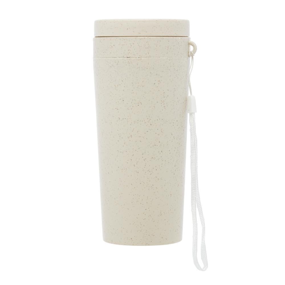 Copo Térmico LYOR 310ml - Bambu e PP com Parede Dupla, Alça e Tampa Branca