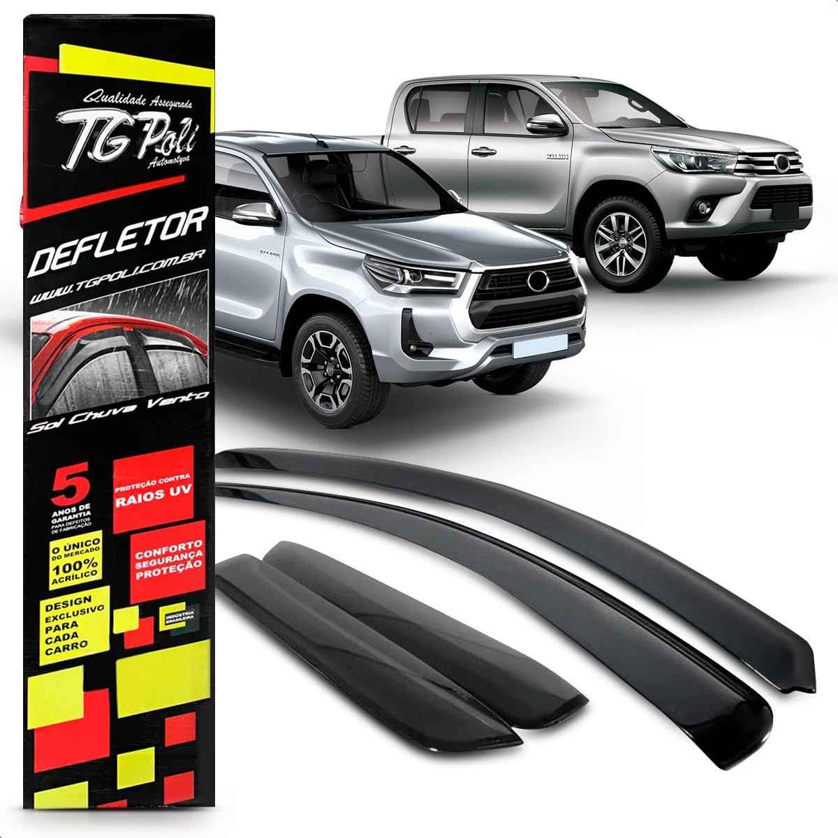 Calha Chuva Inteiriça Slim Hilux Cabine Dupla 2016-2022 Fumê - Proteção e Estilo