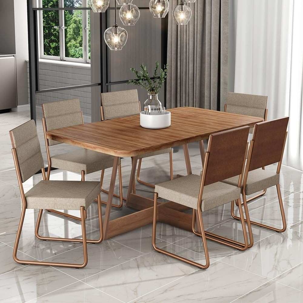 Conjunto de Sala de Jantar Charlotte 6 Cadeiras - Design Moderno e Conforto Duradouro