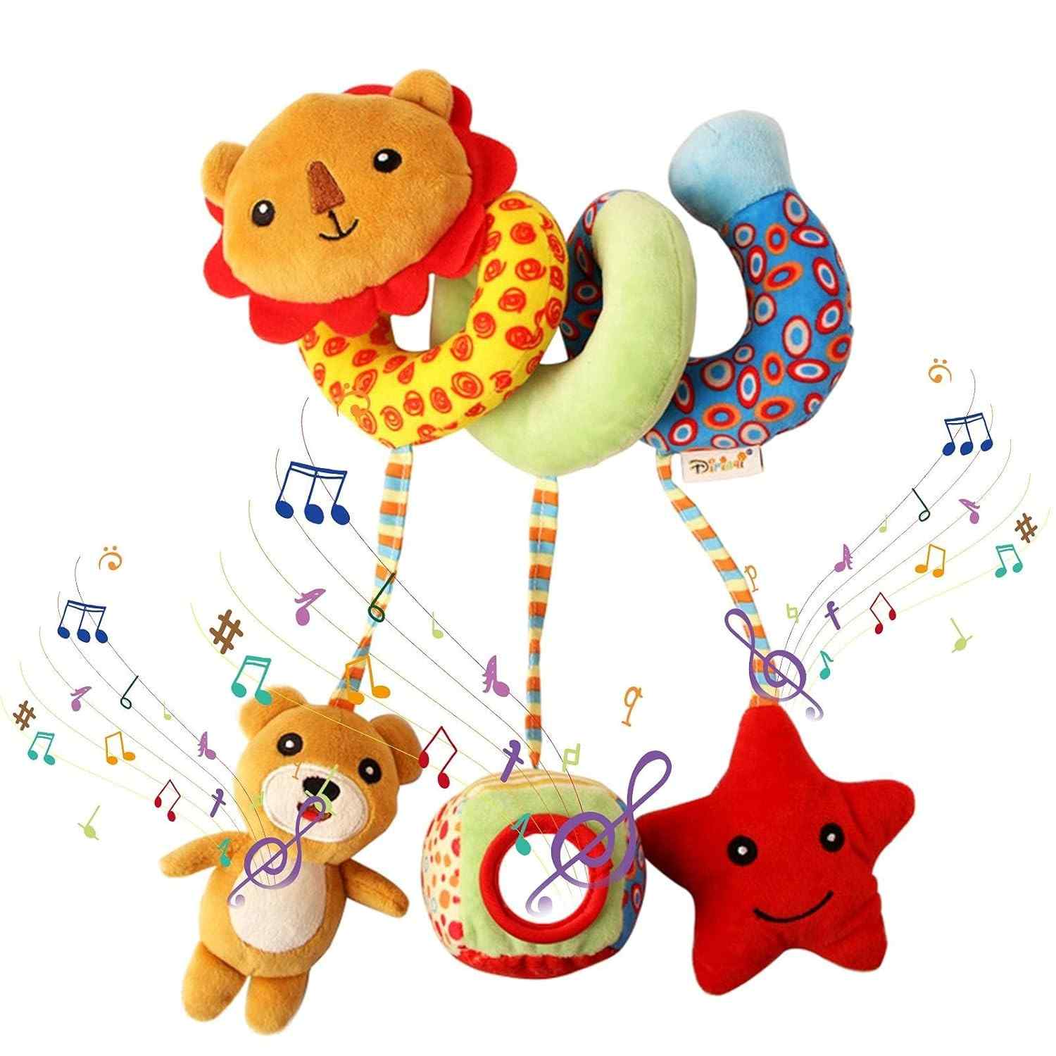 Brinquedo de Pelúcia Espiral Dutyrow para Carrinho e Bebê com Música e Squeaker