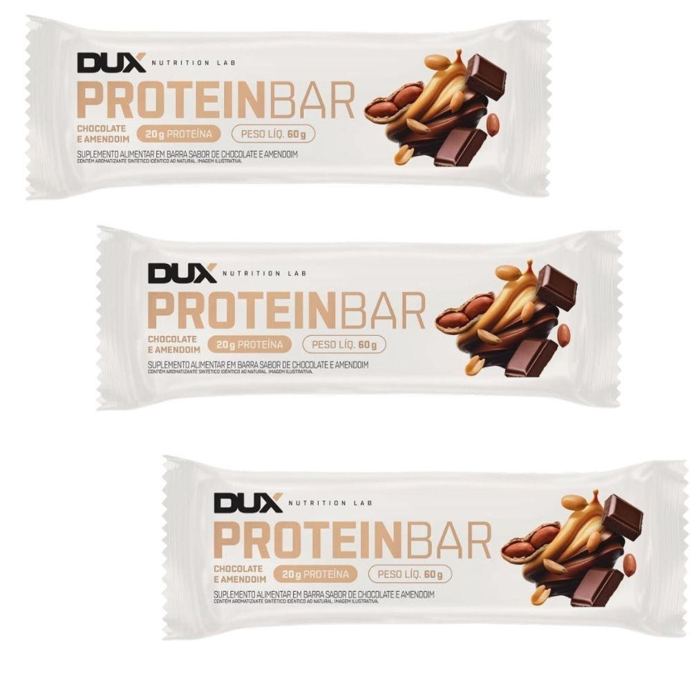 Dux Proteibar: Kit 3 Barras Proteicas Chocolate e Amendoim