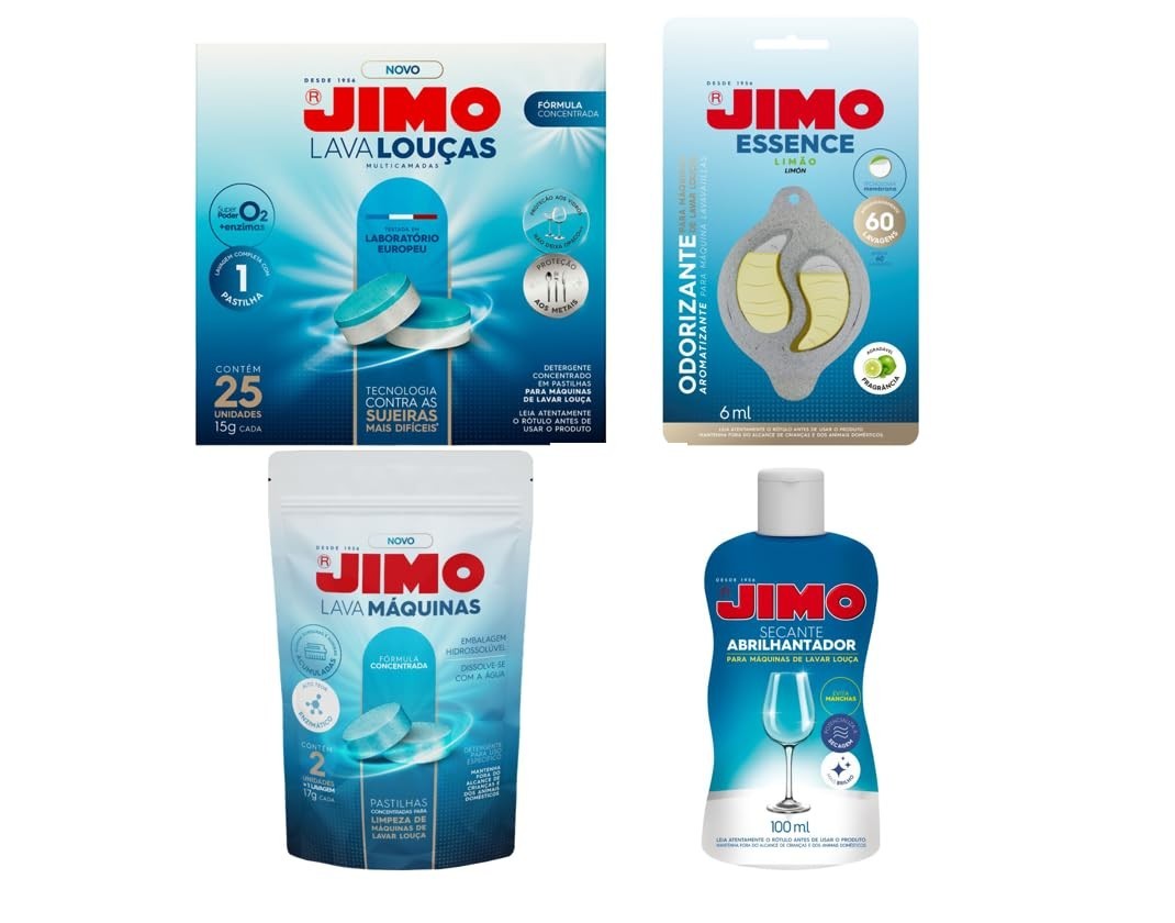 Kit Jimo Completo: Lava-Louças, Odorizante, Lava-Máquinas e Secante Abrilhantador - 4 Itens em 1
